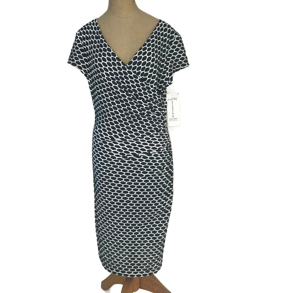 Joseph Ribkoff Women's Reversible Black White Polka Dot Dress Resort Wear 10 U3